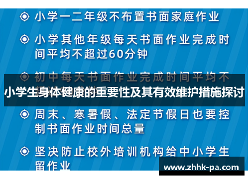 小学生身体健康的重要性及其有效维护措施探讨