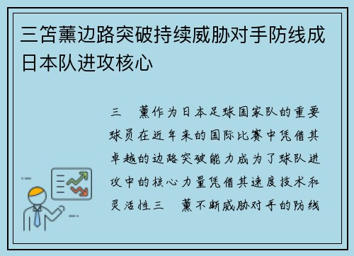 三笘薰边路突破持续威胁对手防线成日本队进攻核心
